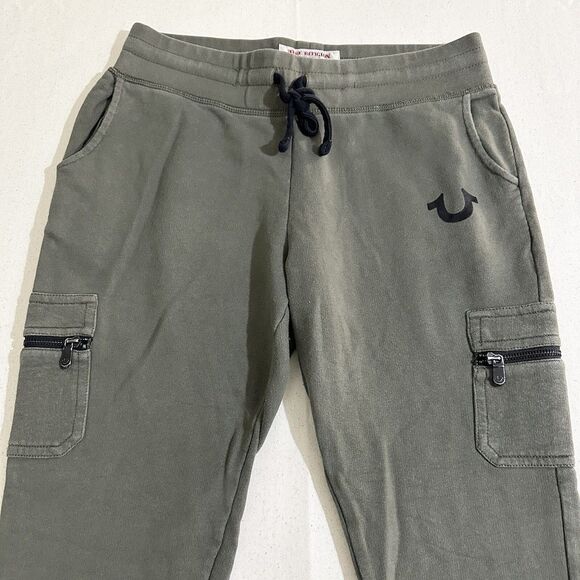 True Religion Sweatpants Women Medium Green Pull On Pockets Drawstring Logo - Picture 10 of 11
